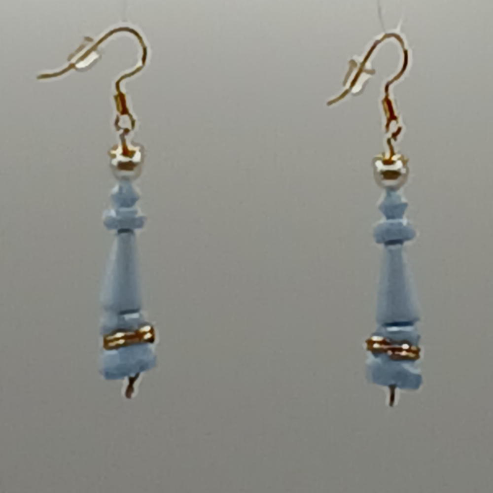 Elegant Vintage Blue Bead Dangle Earrings
